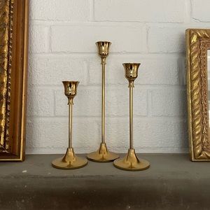 Set of 3 Brass Candlesticks